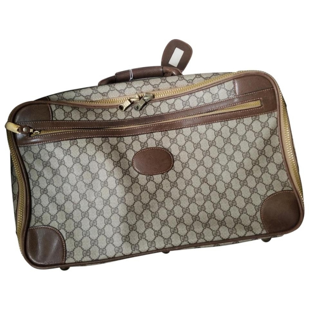 Authentic Vintage Gucci GG Monogram Supreme Sherry Web Suitcase Luggage Travel